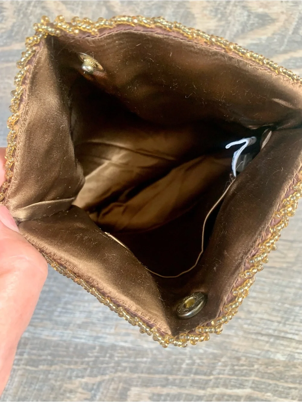 Elegant Vintage Gatsby Hand Beaded Clutch Snap Closure Art Deco Fan Design